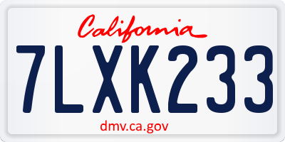 CA license plate 7LXK233