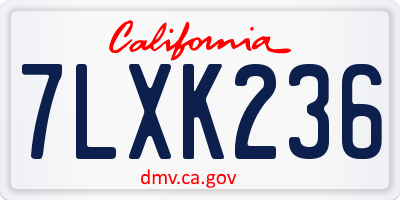 CA license plate 7LXK236