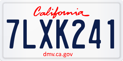 CA license plate 7LXK241