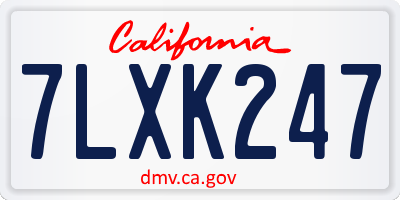 CA license plate 7LXK247