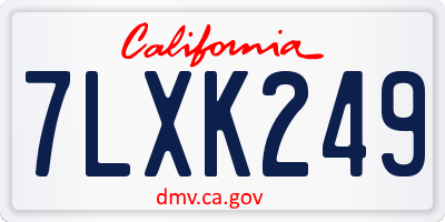 CA license plate 7LXK249