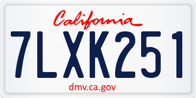 CA license plate 7LXK251