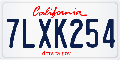 CA license plate 7LXK254