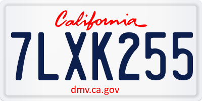CA license plate 7LXK255