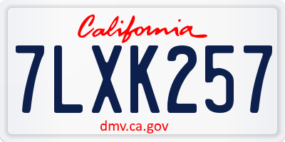 CA license plate 7LXK257