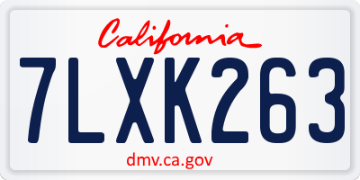 CA license plate 7LXK263