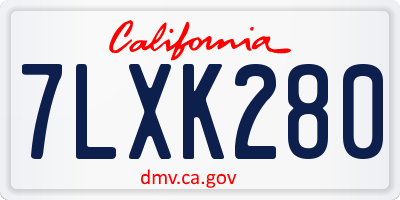 CA license plate 7LXK280