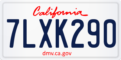 CA license plate 7LXK290