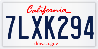 CA license plate 7LXK294