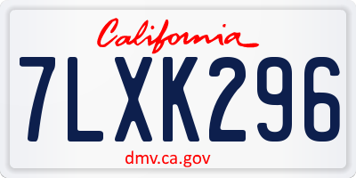 CA license plate 7LXK296