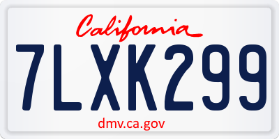 CA license plate 7LXK299