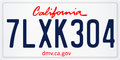 CA license plate 7LXK304