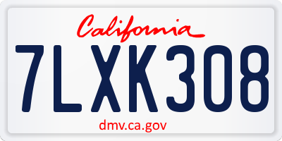 CA license plate 7LXK308