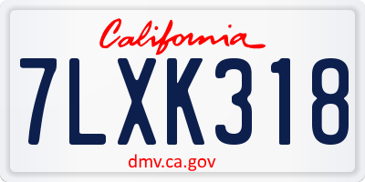 CA license plate 7LXK318