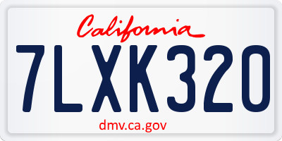 CA license plate 7LXK320