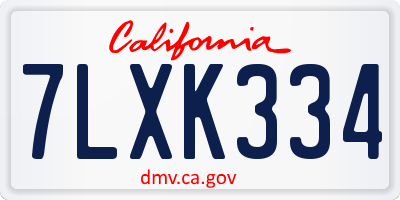CA license plate 7LXK334