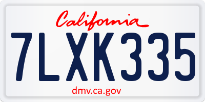 CA license plate 7LXK335