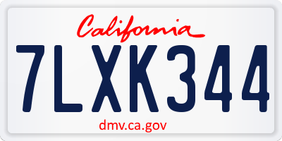 CA license plate 7LXK344