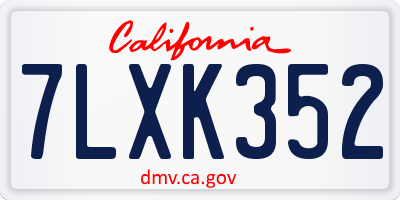 CA license plate 7LXK352