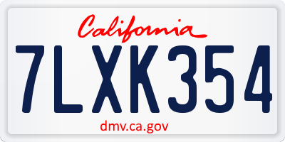 CA license plate 7LXK354
