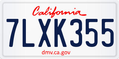 CA license plate 7LXK355