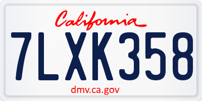 CA license plate 7LXK358