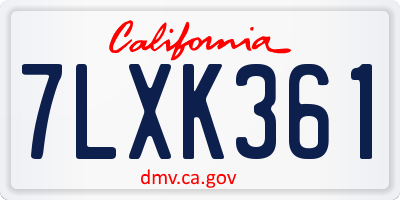 CA license plate 7LXK361