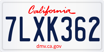 CA license plate 7LXK362