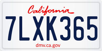 CA license plate 7LXK365