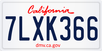 CA license plate 7LXK366