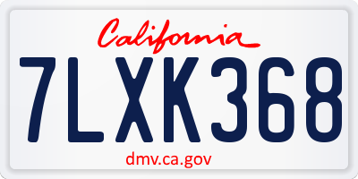 CA license plate 7LXK368