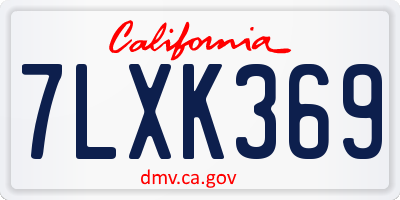 CA license plate 7LXK369