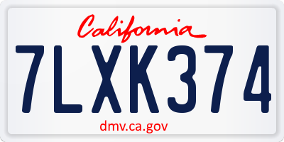 CA license plate 7LXK374