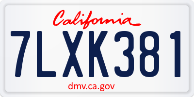 CA license plate 7LXK381