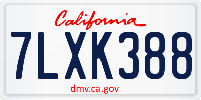 CA license plate 7LXK388