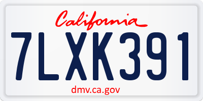 CA license plate 7LXK391