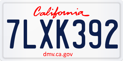 CA license plate 7LXK392
