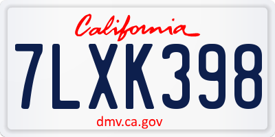 CA license plate 7LXK398