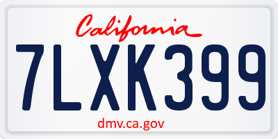 CA license plate 7LXK399