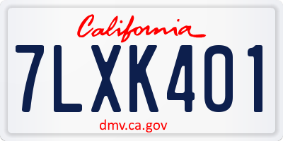 CA license plate 7LXK401