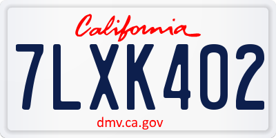 CA license plate 7LXK402
