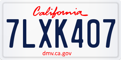 CA license plate 7LXK407
