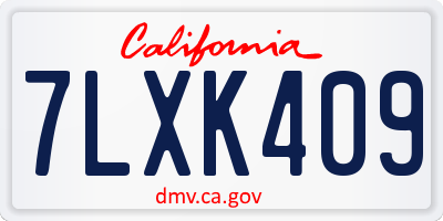 CA license plate 7LXK409