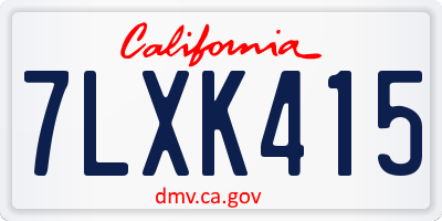 CA license plate 7LXK415