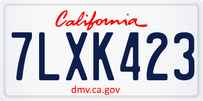 CA license plate 7LXK423