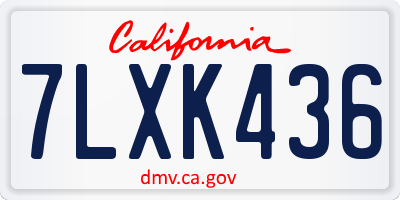 CA license plate 7LXK436