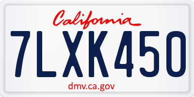 CA license plate 7LXK450
