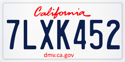 CA license plate 7LXK452