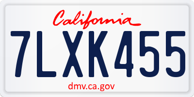 CA license plate 7LXK455