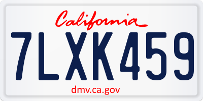 CA license plate 7LXK459